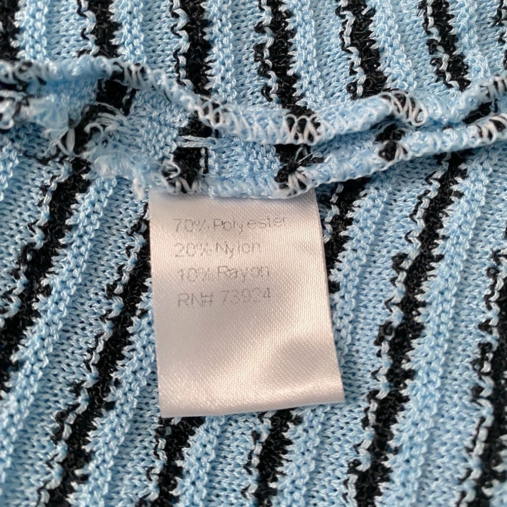Ming Wang Women’s Light Blue Textured Knit Crotchet Chain Trim Blazer Medium - Picture 10 of 11